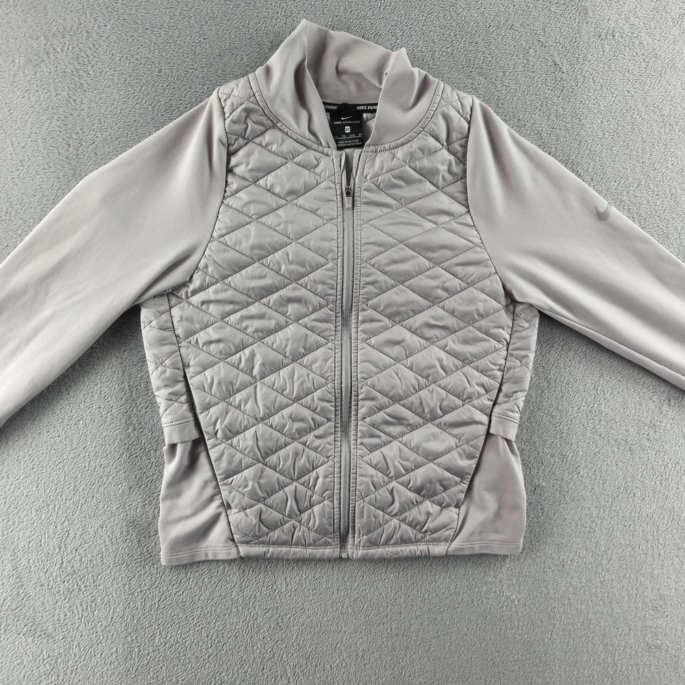 Nike‎ Aerolayer Running Jacket Womens XS Gray Quilted Insulated Softshell Zip